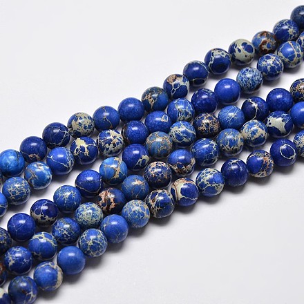 Natural Imperial Jasper Beads Strands G-I122-8mm-06-1