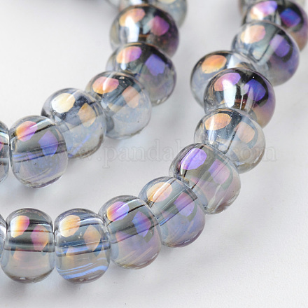 Teardrop Full Rainbow Plated Glass Bead Strands EGLA-O005-02E-1