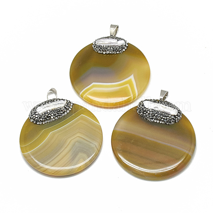 Dyed Natural Striped Agate/Banded Agate Big Pendants G-T101-47-1