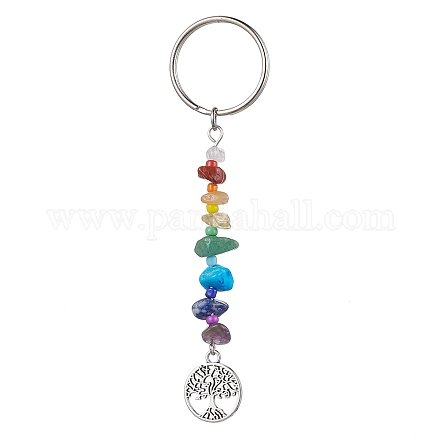 Porte-clés pendentif en alliage de style tibétain arbre de vie KEYC-JKC00689-05-1