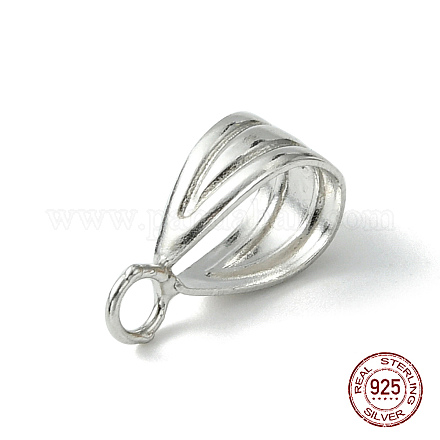 Rhodium Plated 925 Sterling Silver Pendant Bails STER-F036-09P-7x13mm-1