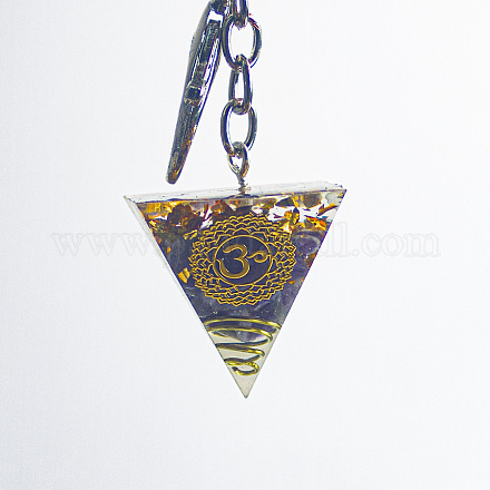 Chakra thème orgonite pyramide résine générateurs d'énergie pendentif porte-clés WG43482-01-1