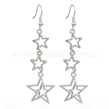 Boucles d'oreilles pendantes étoile creuse en alliage pour femmes EJEW-TA00334-1