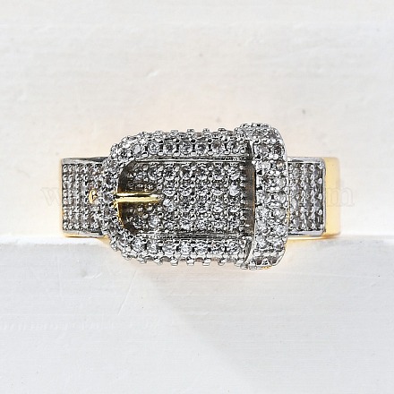 Латунные микро проложить манжеты кольца кубического циркония RJEW-D313-06PG-1