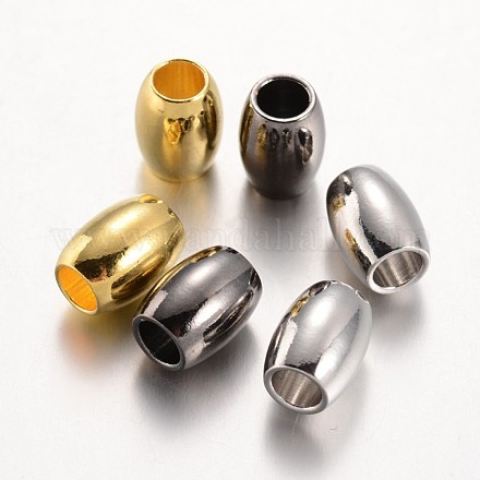 Barrel Brass European Large Hole Beads X-KK-E673-004-1
