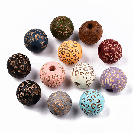 Perles de bois naturel peintes WOOD-T021-53B-M-1