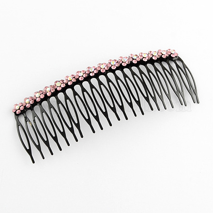 Trendy Women's Iron Hair Combs with Flower Rhinestones OHAR-R175-04-1