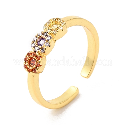Красочное кольцо-манжета квадратной формы с кубическим цирконием RJEW-L106-003G-1