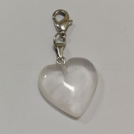 Décorations pendentif coeur cristal de quartz naturel HJEW-PH01132-16-1