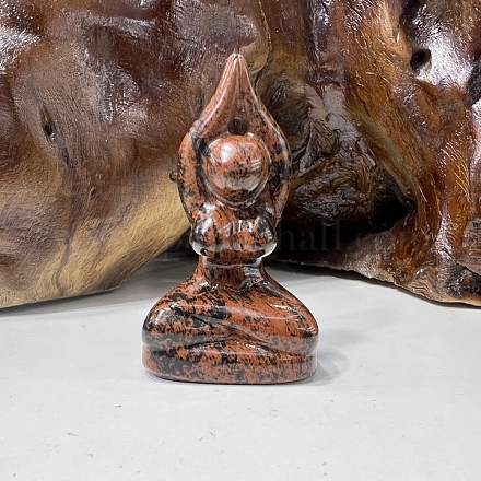 Figurines de déesse du yoga de guérison sculptées en obsidienne d'acajou naturel PW-WG59957-03-1