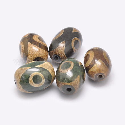 Perles dzi à 3 œil de style tibétain TDZI-G009-B06-1