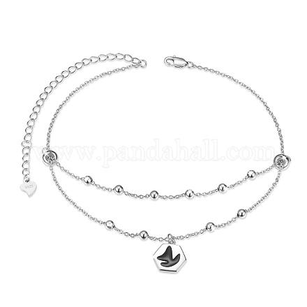 Bracelets de cheville à breloques en argent sterling plaqué rhodium Shegrace 925 JA167A-1