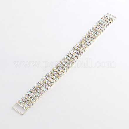 Silver Color Plated Brass Rhinestone Chain Links connectors for Hair Findings and Bikini RB-R029-10-1