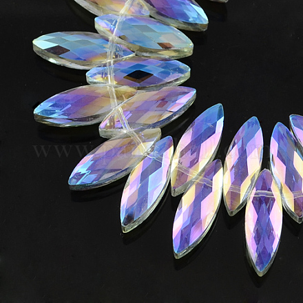 Electroplate Transparent Glass Beads Strands EGLA-R073A-03-1