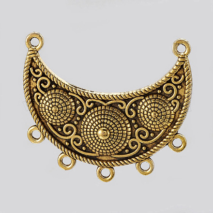 Tibetan Style Curved Alloy Moon Chandelier Components Links PALLOY-J577-15AG-1