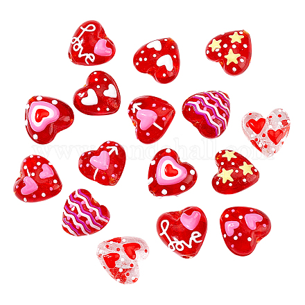 16pcs 8 Arten handgemachte Bunte Malerei-Perlen LAMP-GA0001-12-1