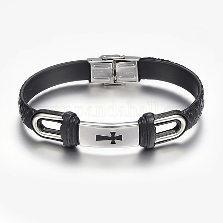 PU Leather Braided Cord Bracelets BJEW-E324-C06-1