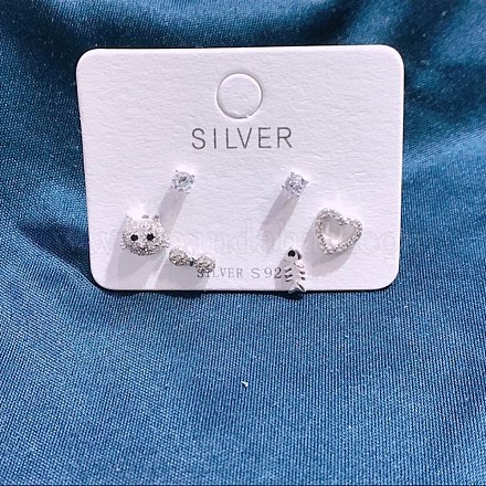 Trendy 925 Sterling Silver Stud Earrings Sets EJEW-BB34258-P-1
