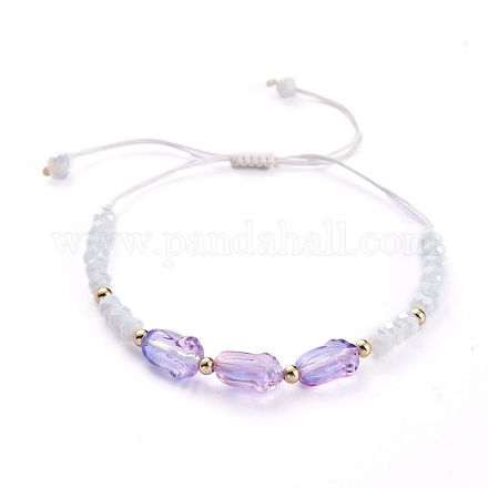 Verstellbare geflochtene Perlenarmbänder aus Nylonfaden BJEW-JB05212-01-1