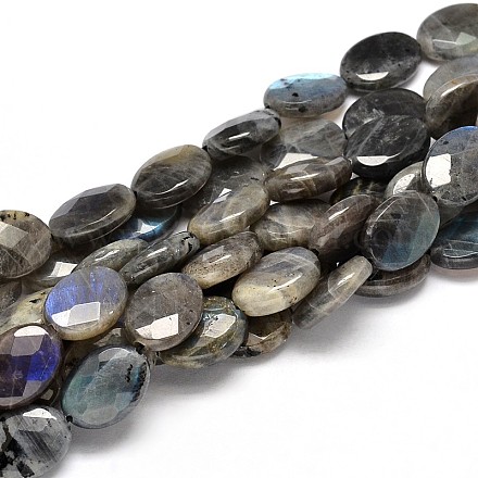 Plats ovales chapelets de perles de labradorite naturelle G-L357E-12-1