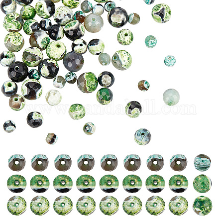 Arricraft 60 pièces 3 styles ensembles de perles d'agate craquelées de feu teintes naturelles G-AR0005-16C-1