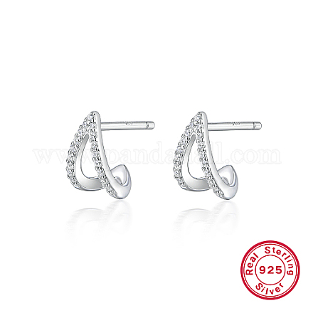 Rhodium Plated 925 Sterling Silver Stud Earrings RF3970-3-1