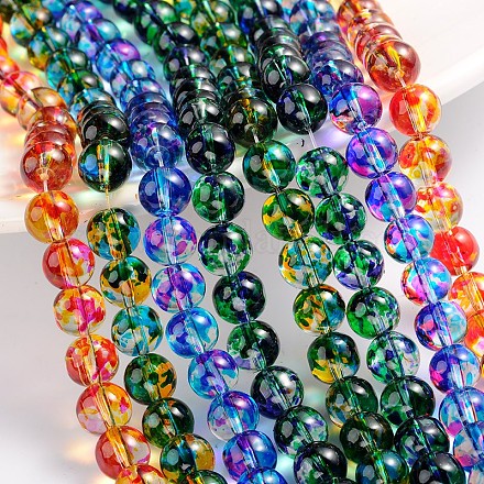 Two Tone Spray Painted Transparent Glass Bead Strands DGLA-R027-8mm-M-1
