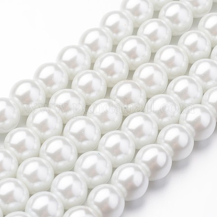 Fili di perle rotonde di perle di vetro tinto ecologico X-HY-A008-8mm-RB001-1