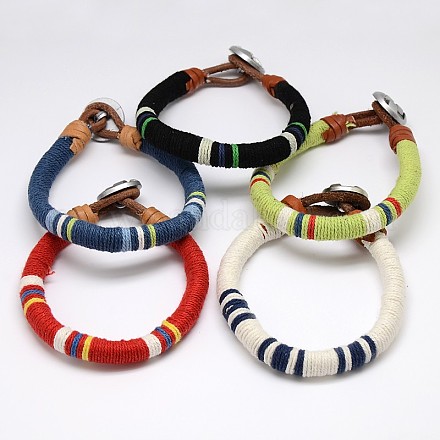 Модные плетеные браслеты из джутового шпагата унисекс BJEW-L255-M-1