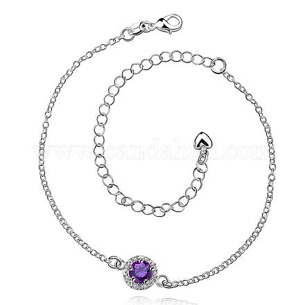 Delicate Silver Plated Brass Cubic Zirconia Anklets AJEW-BB08960-D-1