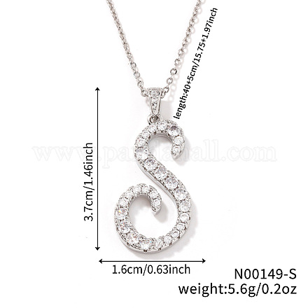 Элегантные модные латунные ожерелья с подвеской в виде алфавита из микропаве из прозрачных кубических цирконий OI8825-12-1