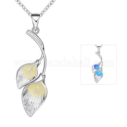 Zink-Legierung Lilienblume leuchtend noctilucent Halsketten NJEW-BB03215-C-1