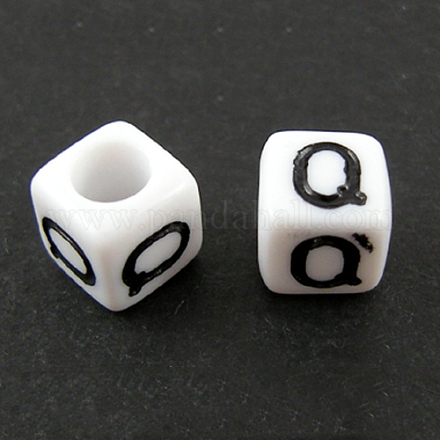 Perles européennes de lettre en acrylique X-OPDL-R050-10mm-Q-1