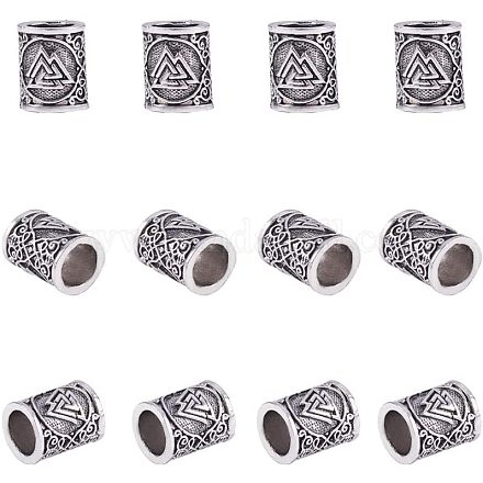 Pandahall 12 pièces norse viking rune perles scandinaves pour pendentif bracelet pour cheveux barbes maiking PALLOY-PH0005-81AS-1