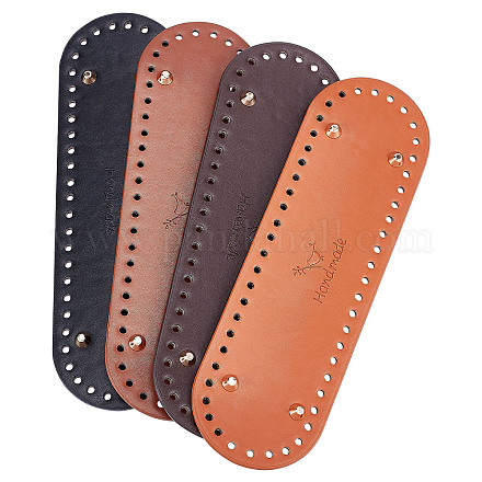 SUPERFINDINGS 4 Colors PU Leather Bag Nail Bottoms Oval Flat Bag Bottom Crochet Bag Bottom Pad Shaper Base with Holes Rivet for DIY Purse Making Handbags Accessories FIND-WR0005-55-1