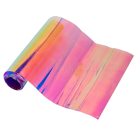 透明なポリ塩化ビニールのビニールシート  虹色の魔法の鏡効果  パープル  98.5x20x0.05cm DIY-WH0163-09B-03-1