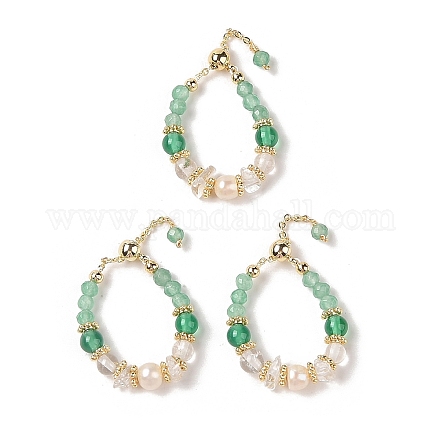 Регулируемые кольца из натурального зеленого агата RJEW-C090-01G-1