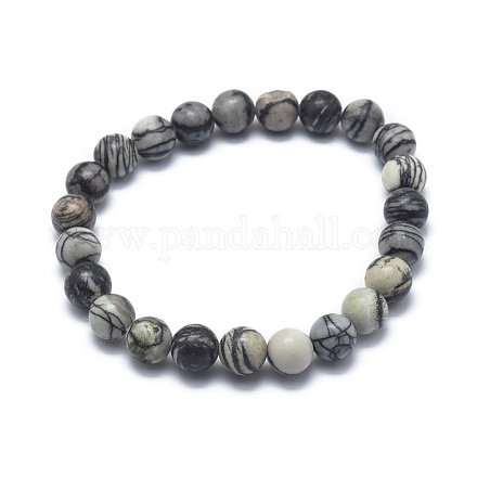 Bracelets extensibles de perle de pierre naturelle X-BJEW-K212-A-021-1