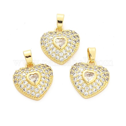 Сердце латунные микро проложить кубического циркония подвески KK-M325-16A-G-1