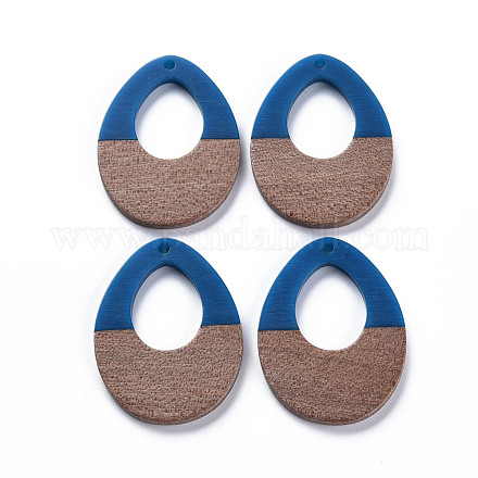 Opaque Resin & Walnut Wood Pendants RESI-T035-37B-1