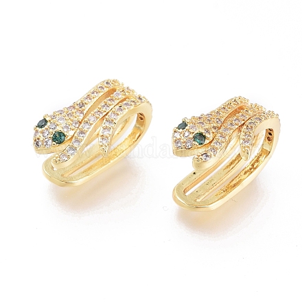 Brass Micro Pave Cubic Zirconia Cuff Earrings EJEW-G279-08G-1