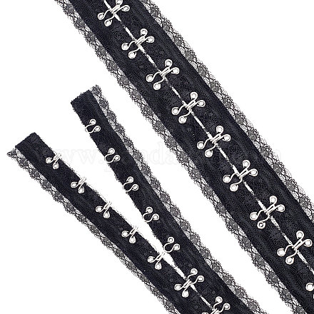 FINGERINSPIRE 2.8M 5.6cm Hook and Eye Cotton Tape Trim 3cm Spacing Black Lace-Covered Tape with Hook & Eye Black Lace Ribbons for DIY Clothing Accessories Embellishment Decorations FIND-WH0082-91A-1