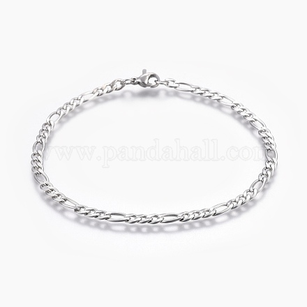 Bracelets de chaîne figaro en 304 acier inoxydable BJEW-L634-04B-P-1