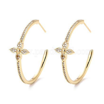 Cubic Zirconia Open Hoop Earrings for Girl Women ZIRC-Z018-25G-1