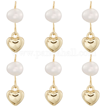 6 шт. подвеска в форме сердца из латуни и натурального жемчуга KK-BBC0019-31-1