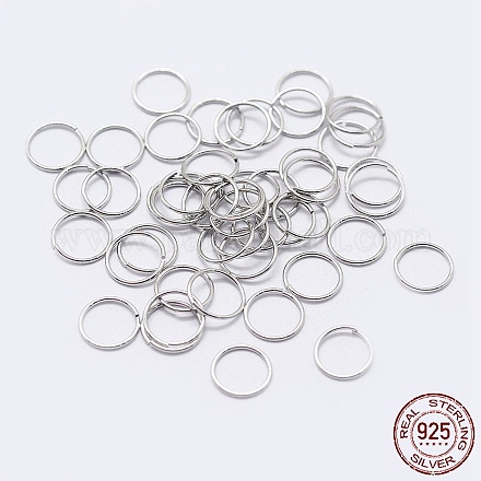 Rhodium Plated 925 Sterling Silver Open Jump Rings STER-F036-02P-1x6mm-1