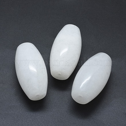 Jade blanc naturel deux perles de trous semi-percés G-G795-11-17-1
