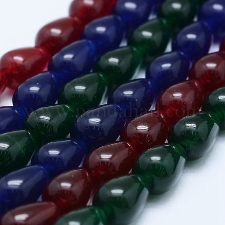 Natural Jade Beads Strands G-F531-6x9mm-D-1