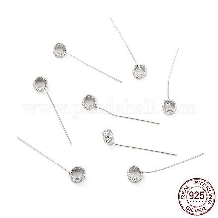 Rhodium Plated 925 Sterling Silver Eye Pins STER-Z001-113P-1