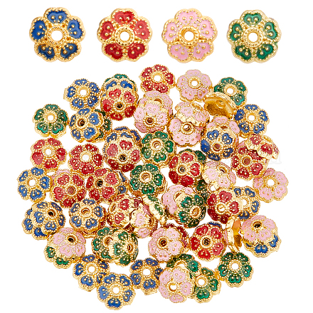 Dicosmetic 80 Uds. Tapa de cuentas de flores esmaltadas en 4 colores FIND-DC0001-54-1
